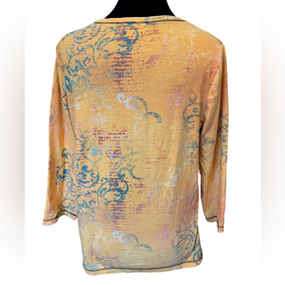 I.B.Diffusion Orange Halloween Fall Spooky Black Cat Witchy Novelty Festive Top - Picture 6 of 8